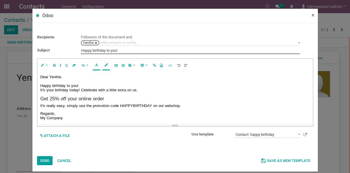 Send email preview dialog