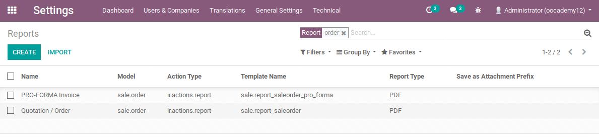 Reports overview form