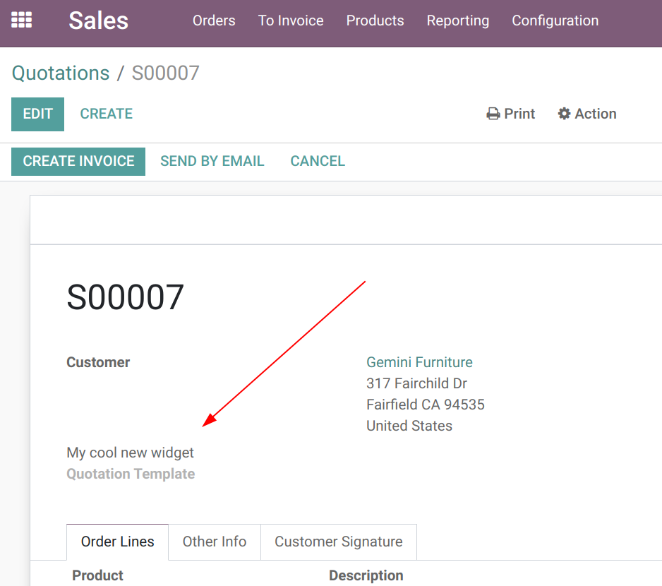 Sales order simple widget example